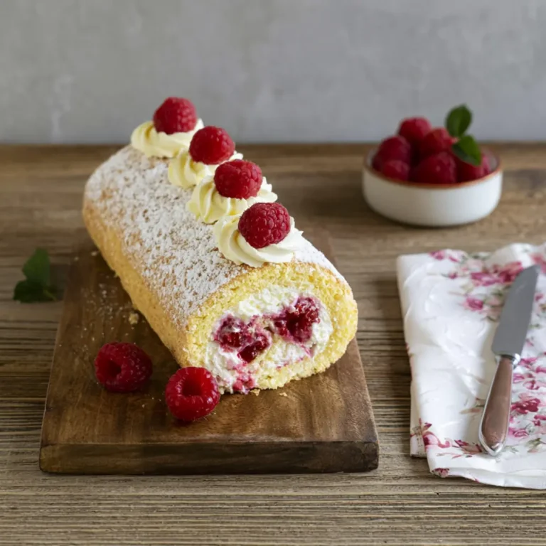 Himbeer Biskuitrolle mit Mascarponecreme