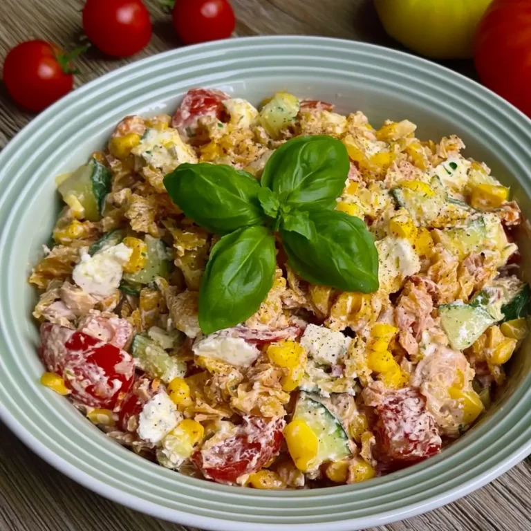 Knuspriger Pasta Salat mit Feta & Gemüse