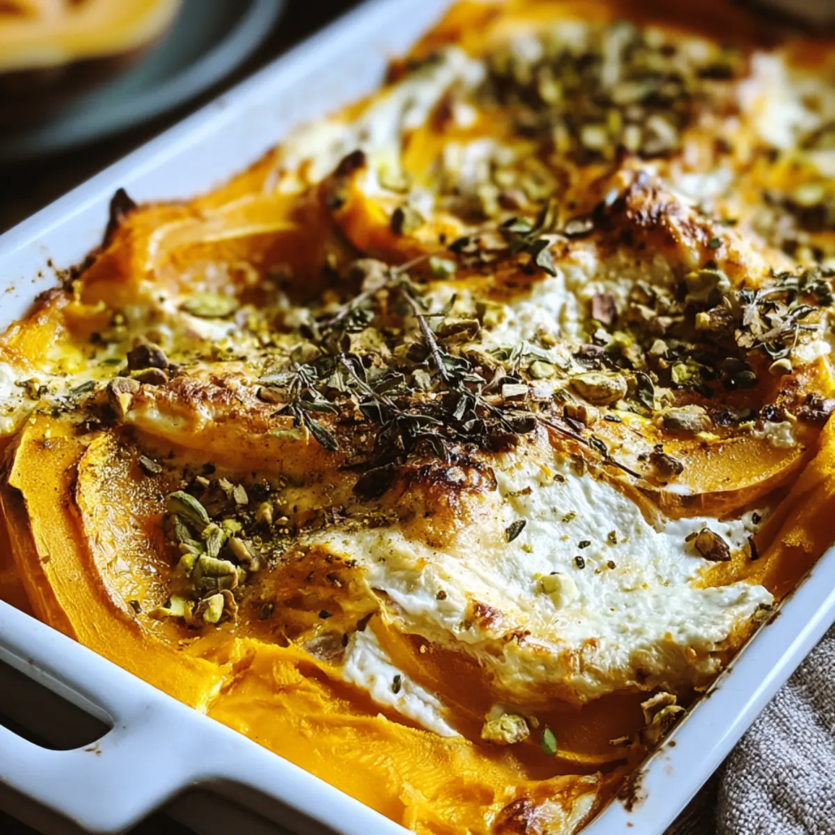 Kürbis-Lasagne mit Ricotta und Pistazien