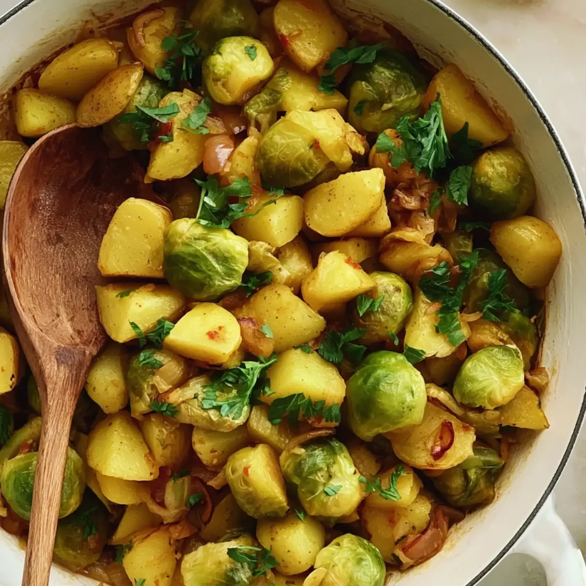 Rosenkohl Pfanne mit Kartoffeln