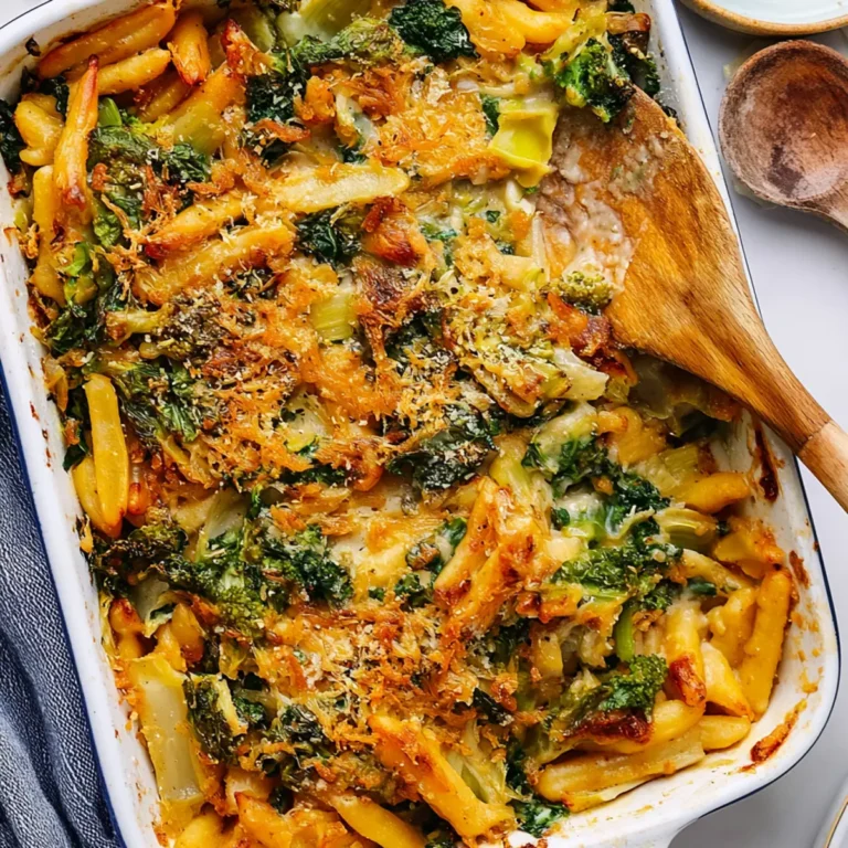 Veganer Schupfnudelauflauf mit Wirsing und Lauch
