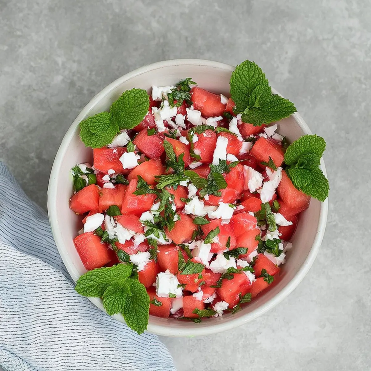Wassermelonen Feta Minz Salat