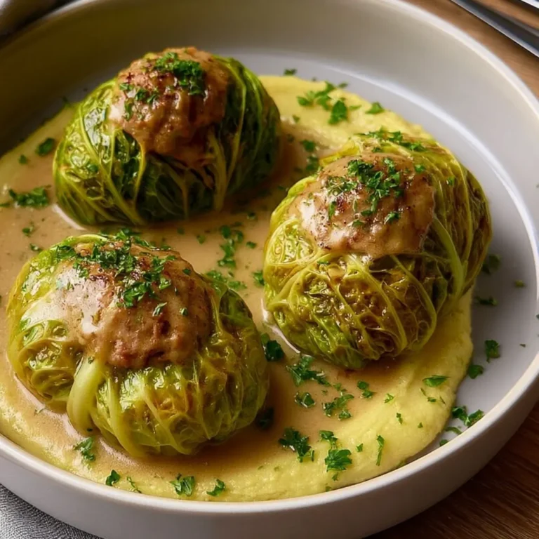 Wirsingrouladen mit Hackfleisch und Rahmsauce