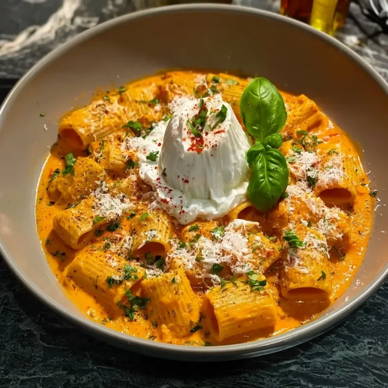 Würzige Burrata Rigatoni