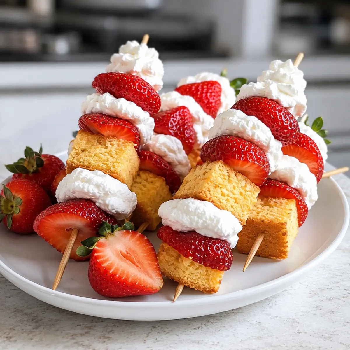 Erdbeerkuchen-Kabobs