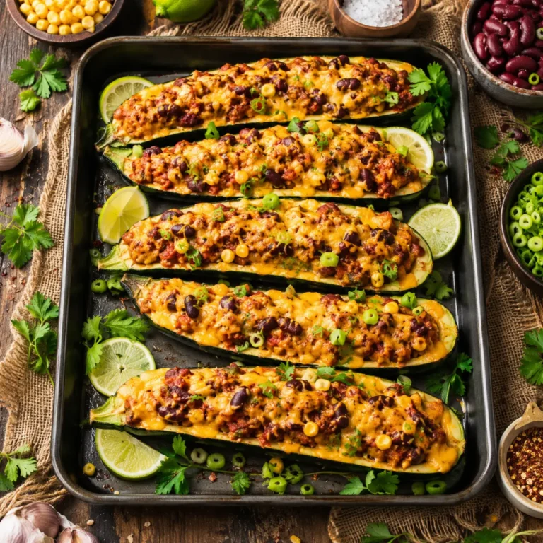 Gefüllte Zucchini Schiffchen nach mexikanischer Art