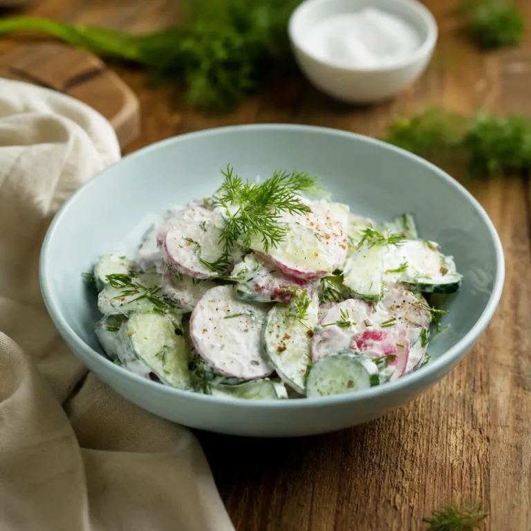Gurkensalat mit Radieschen und Saurer Sahne