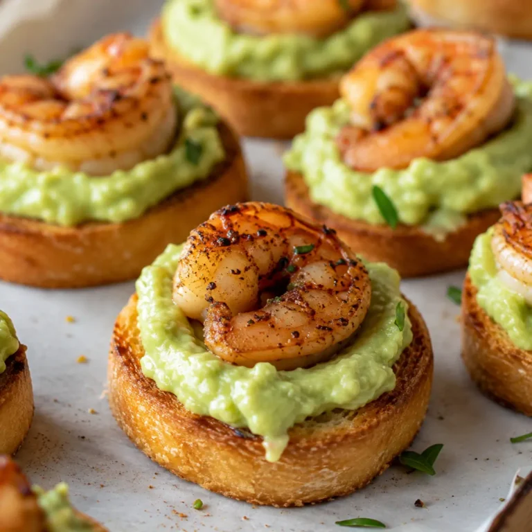 Knoblauch Garnelen Crostini mit Avocado