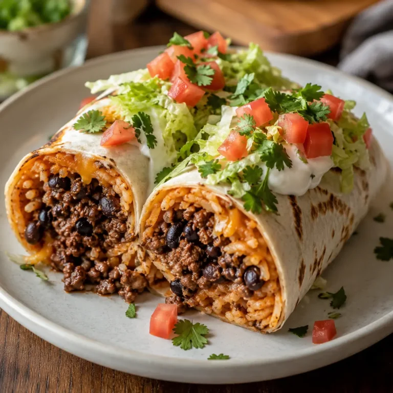 Rindfleisch Burrito mit Bohnen und Reis