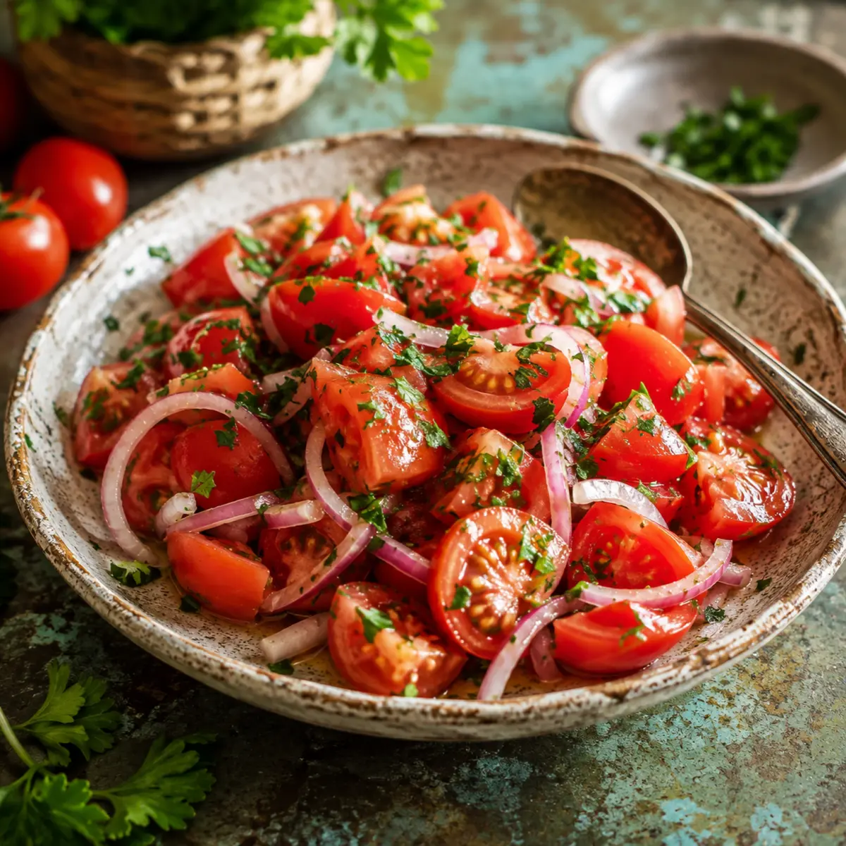 Tomatensalat mit Zwiebeln