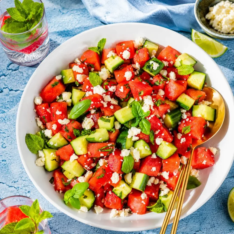 Wassermelonensalat mit Feta und Gurke